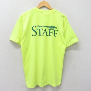 L/古着 半袖 ビンテージ Tシャツ メンズ 00s LEEK FESTIVAL スタッフ クルーネック 黄 イエロー 24aug08 中古