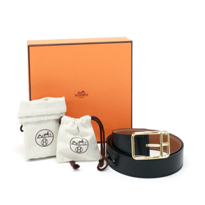 エルメス HERMES エトリヴィエール40 ベルト ボックスカーフ トゴ GD金具 Y刻印 サイズ 95 ノワール ゴールド 中古