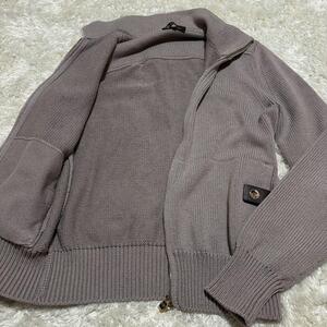 定価60万!! 美品!!◆LORO PIANA ロロピアーナ【シルク混 南京錠 レザー ハイゲージ】ドライバーズ ニット セーター メンズ 42 M相当 グレー