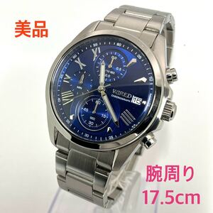 美品☆電池新品☆送料込☆セイコー SEIKO ワイアード WIRED クロノグラフ メンズ腕時計 ブルー ペアスタイル VD57-KZ10 AGAT405