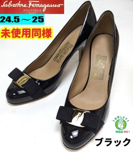 新品そっくりさん　フェラガモFerragamo　カルラ　黒　パテント 8D　黒