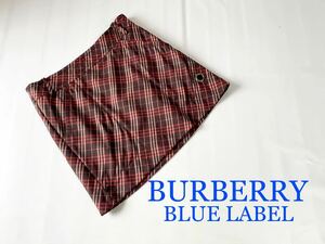 極美品 BURBERRY BLUELABEL 日本製 ノヴァチェック総柄 ミニスカート 36 バーバリー ブルーレーベル スカート 三陽商会正規品 総裏地仕立て