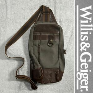 ★アウトレット処分 Willis&Geiger ウィリス&ガイガー 帆布ボディバッグ BAG カバン 牛革 新品 A60513-12