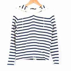 ラルフローレン パーカー カットソー ボーダー フード トップス コットン100% 日本製 レディース Lサイズ ホワイト RALPH LAUREN