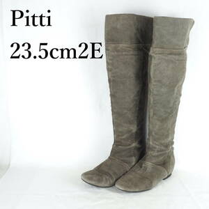 EB3813*Pitti*ピッティ*レディースロングブーツ*23.5cm2E*カーキ系