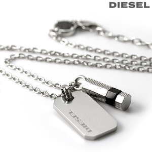 ディーゼル ネックレス DIESEL チェーン ステンレススチール プレート DX1156040 シルバー アクセサリー