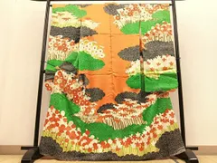 平和屋着物■豪華振袖　総刺繍　雲取り草花文　たたき染め　金彩　正絹　逸品　BAAL5478ow