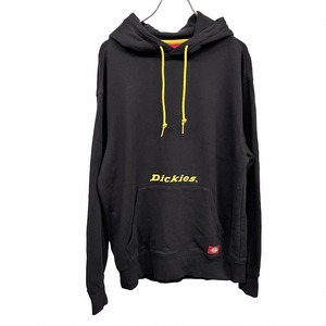 ディッキーズ Dickies プルオーバー パーカー スウェット 裏毛 ロゴプリント 長袖 フーディー 英字 文字 綿100% S ブラック 黒×黄 メンズ