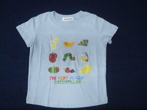 新品　90　はらぺこあおむ　半袖Ｔシャツ　フルーツ　サックス　レターパック発送（代引き不可）TH8878-1