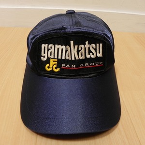 ■ 美品 がまかつ（Gamakatsu）FUN GROUP フィッシングキャップ（ワッペン）紺 ネイビー ナイロン100% サイズフリー 釣り ■h