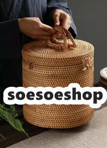 見逃せない！高品質/ 大容量/収納ボックス /旅行用の茶籠/茶器入れ /茶道具 /藤編細工籠/収納する 手作り/多機能/ピクニック