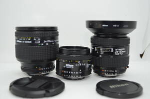 ★☆動作確認済み　Nikon　ニコン AF 50mm 1.8 / AF 24-120 3.5-5.6 D / AF 24-50 3.3-4.5 HB-3 付　まとめ　3本　AF良好☆★