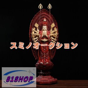 密教法具 寺院用仏具★ 仏像 高天然木雕 佛像 木雕 千手音菩辟邪十二生肖守佛高80cm×30cm