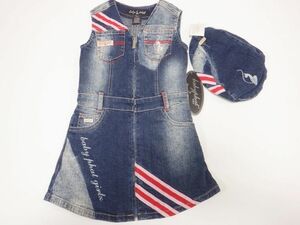 Babyphat ベイビーファット デニム ノンスリーブ ジャンバー ファスナー 帽子付き キッズ サイズ4 97～107cm位