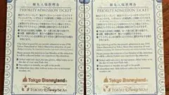 東京ディズニーランド・シー 優先入場券(2枚)