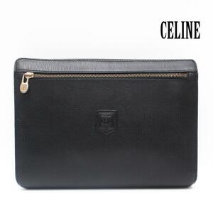 CELINE セリーヌ レザー クラッチバッグ セカンドバッグ 黒 ブラック