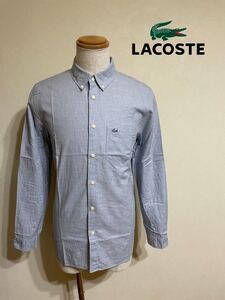 LACOSTE ラコステ ボタンダウン スリムフィット シャツ トップス FRサイズ40 (USサイズM) 長袖 175/88A 千鳥格子柄 水白 CH2138