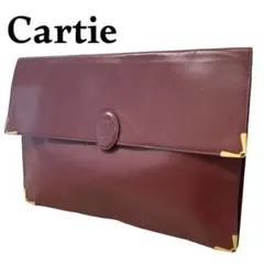 Cartier マストライン クラッチバッグ  レザー  ボルドー