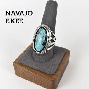 NAVAJO E.KEE ターコイズシルバーリング スプリットシャンク　ナバホ　