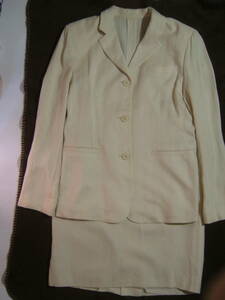 パサデココ　麻風スーツ　M　ジャケット＆膝丈スカート　オフホワイト　日本製　上質品