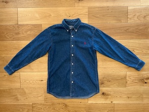 ■古着 90s old POLO Ralph Lauren ポロラルフローレン デニムシャツ 長袖シャツ 160cm■キッズ子供服ジュニア男の子女の子