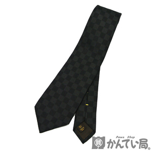 19065 LOUIS VUITTON 【ルイ・ヴィトン】ネクタイ ダミエ ブラック系 シルク100％ メンズ 紳士【中古】USED-B