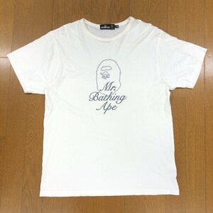Mr. BATHING APE ミスターベイシングエイプ サルプリント ショートスリーブ Tシャツ M 白 オフホワイト 半袖 トップス 日本製 国内正規品