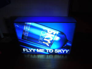 電飾看板 FLYY ME TO SKYY VODKA スカイウッォッカ 外寸約30x11Ｄｘ42ｈ㎝ 年数経過使用品現状し 傷みありです