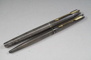 【u923】PARKER／パーカー　万年筆　ボールペン　STERLING SILVER／スターリングシルバー刻印あり　ペン先14K刻印あり　ノック式