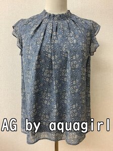 アクアガール (aquagirl) タグ付き未使用 薄ブルーに花柄ブラウス サイズM