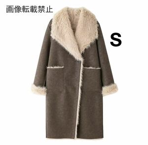 vintage ヴィンテージ レトロ ファー リバーシブル ロングコート アウター Sサイズ レディース★ZARA 好きな方に★2024 A/W 秋新作 新品★