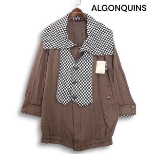 【新品 未使用】 ALGONQUINS アルゴンキン 通年 チェッカー柄♪ レーヨン ロング ジャケット Sz.F レディース パンク　K5T00186_1#O