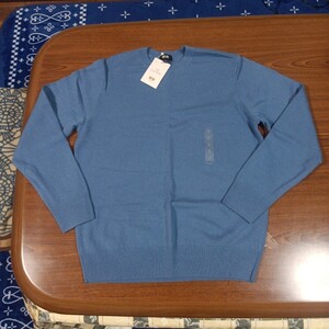 未使用級 23AW ユニクロUNIQLO カシミヤ クルーネックセーター(長袖)Sサイズ 62Blueブルー青 シンプル無地 完売品 秋冬の定番 究極の普段着