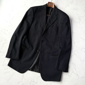 C799 頂点の一着 GIORGIO ARMANI ジョルジオ アルマーニ 美品 BORGO21 黒タグ 織柄 テーラード ジャケット 艶感 ブラック 黒 48 ＝ L〜XL位