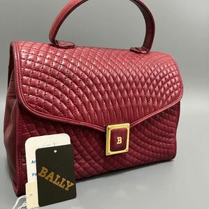 1円 BALLY バリー レザー Bロゴ ワンハンドル ハンドバッグ レディース ボルドー系 金具　ゴールド　レディース　フラップ 正規品本物