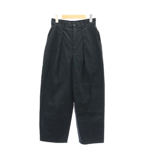 プラージュ Plage 24SS CHINO ワイド テーパード パンツ ボトムス ジップフライ コットン 36 S 黒 ブラック /YQ