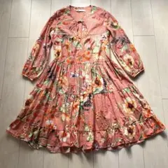 美品 ZARA ザラ 花柄 フラワープリントワンピース