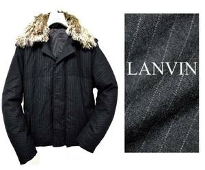 新品36万【ランバンLANVIN】モード感とリッチ感を併せ持つ最上級アルパカファーウールエコダウンジャケット50※日本サイズL-XL