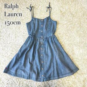 Ralph Lauren デニム キャミワンピ ワンピース 刺繍ロゴ 女の子 キッズ 子供服 チルドレン ラルフローレン インディゴ ブルー