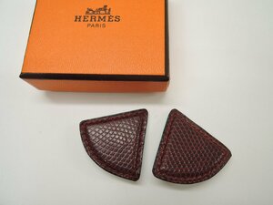 エルメス HERMES トライアングル イヤリング リザード エンジ Aランク BRB・バッグ・財布