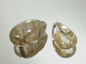 【歳末セール】・大粒・天然ルチルクォーツ2石セット計60.98ct