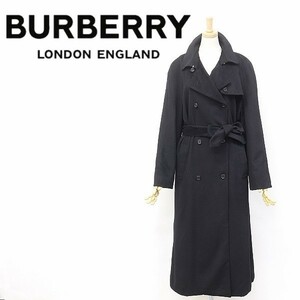 【T580】◆BURBERRY LONDON/バーバリーロンドン カシミヤ＆アンゴラ混 リボンベルト付 ダブル ロング コート ブラック 8