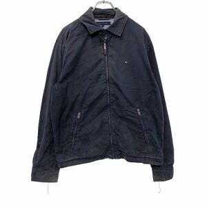 TOMMY HILFIGER コットン ジャケット M ネイビー トミーヒルフィガー ジップアップ ポケット 古着卸 アメリカ仕入 a601-5218