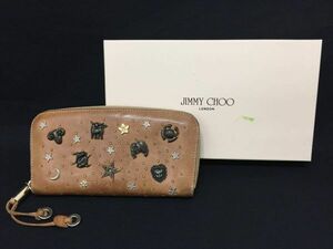 □ JIMMY CHOO ジミーチュウ ラウンドファスナー 長財布 ゾディアック レザー 星座モチーフ □