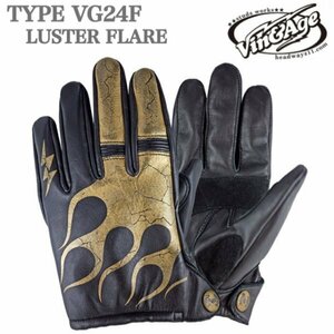 送料0 Vin&Age ヴィンアンドエイジ LUSTER FLARE SHORT GLOVES ラスターフレアショートグローブ VG24F GOLD-M 春夏秋用 クラック加工