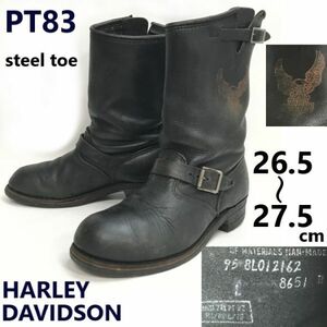 80s/PT83★ハーレーダビッドソン/HARLEY DAVIDSON★エンジニアブーツ/バイク【26.5-27.5/黒】motorcycle/Leather/Boots/shoes◆pWB107-5