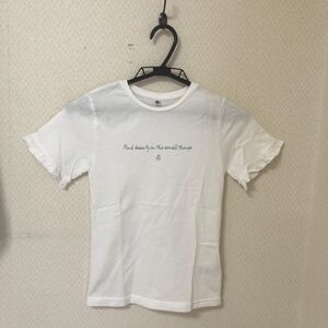 女の子 子供服 袖フリル Tシャツ 半袖 白 140