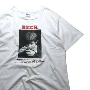 超希少! 90s USA製 BECK ベック Odelay オディレイ ヴィンテージ ロゴ フォトプリント バンド Tシャツ ホワイト 白 M メンズ古着 当時物