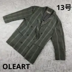 『OLEART』ジャケット　夏物　チェック柄　スプリンググリーン　13号