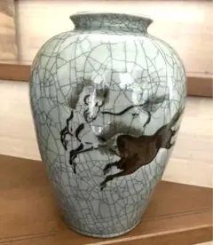 相馬焼　花瓶　花器 壺 時代品